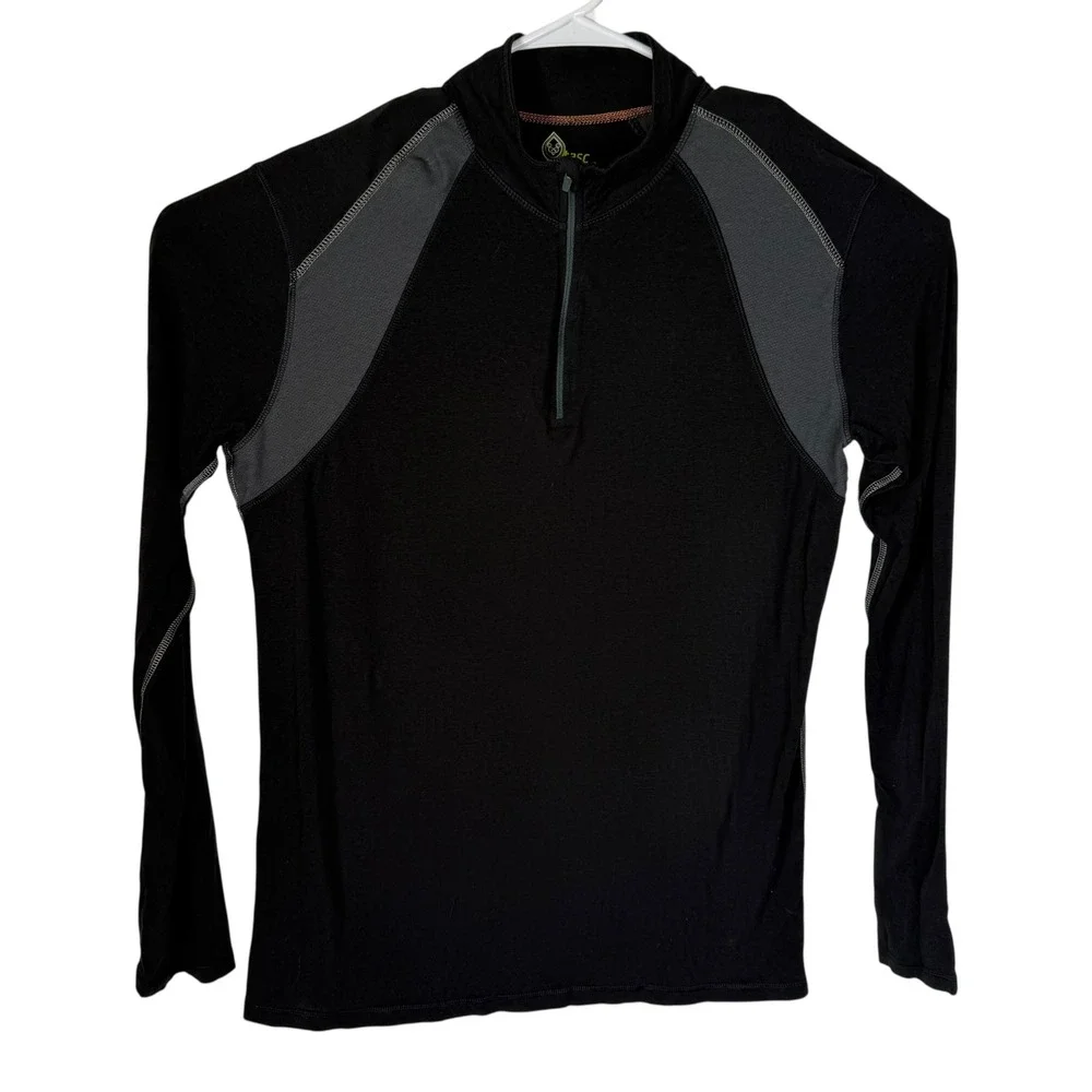 Tasc Performance Mens XL Black Bamboo Organic Cotton Quarter‎ Zip Pullover Shirt